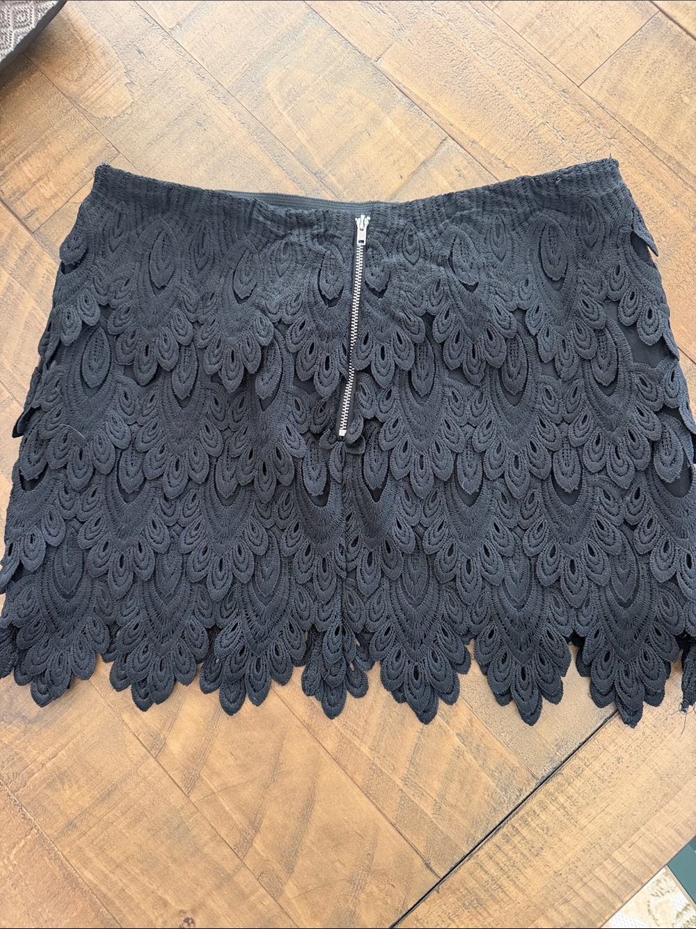 ANGL Black Layered Lace Petal Mini Skirt - Picture 3 of 6